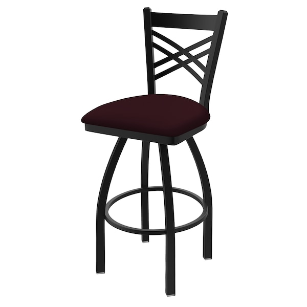 25" Swivel Counter Stool, Black Wrinkle, Canter Bordeaux Seat